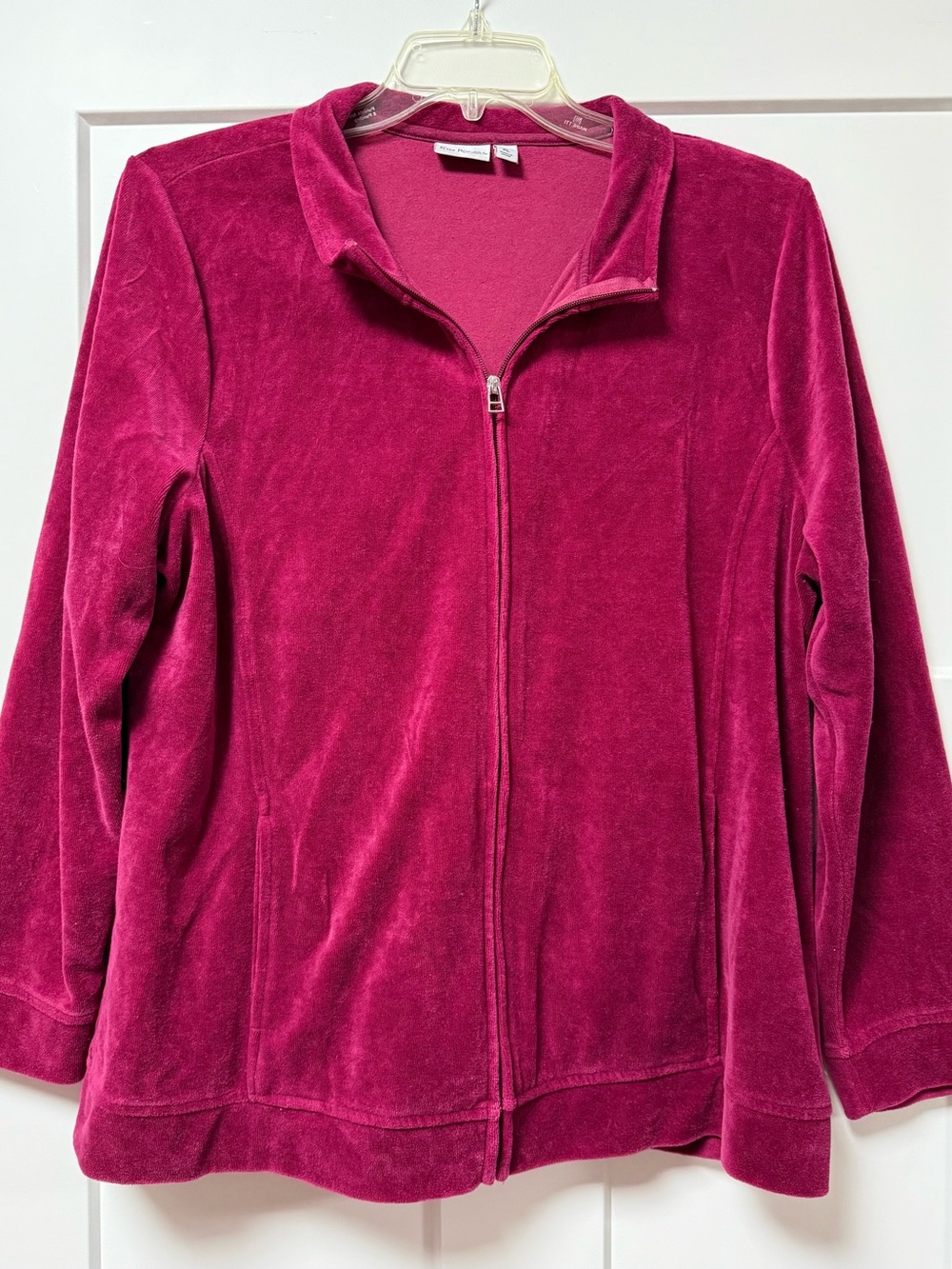 Kim Rogers Raspberry Velour Zip-Front Jacket